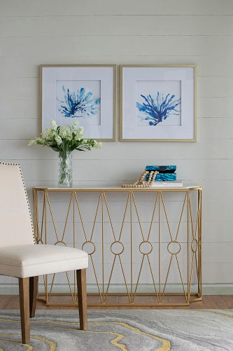 Coastal Blue Coral Framed Prints Set of 2 Wall Decor 56cm