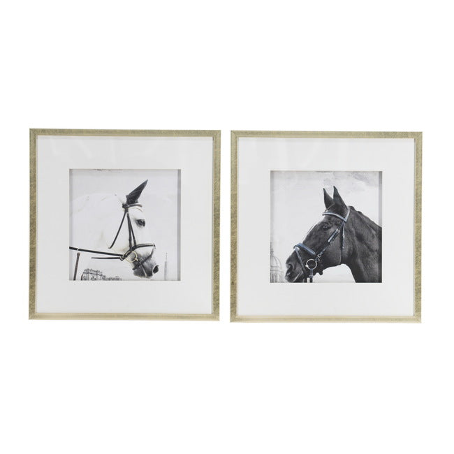 Horse Framed Prints Set of 2 56cm "The Horses" Artwork for Walls
