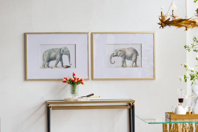 Elephant Framed Prints Set of 2 Adult Artwork Wall Decor 80x60cm