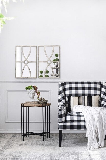 Shabby Chic Carved Wall Mirrors Set of 2 Antique White Frames 60cm