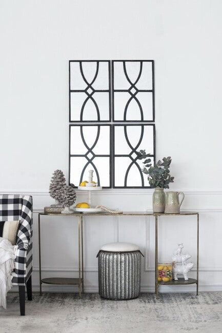 Black Carved Wall Mirrors Set of 2 Rectangular Home Decor 60cm