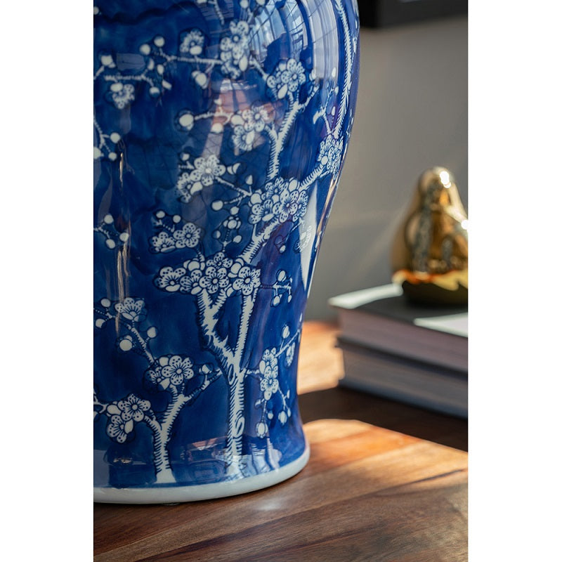 Cherry Blossom Ginger Jar 46cm Blue & White Ceramic Decorative Jar