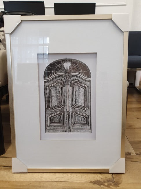 Ornate Doors Wall Art Set of 2 Pencil Prints Classic Architectural Decor