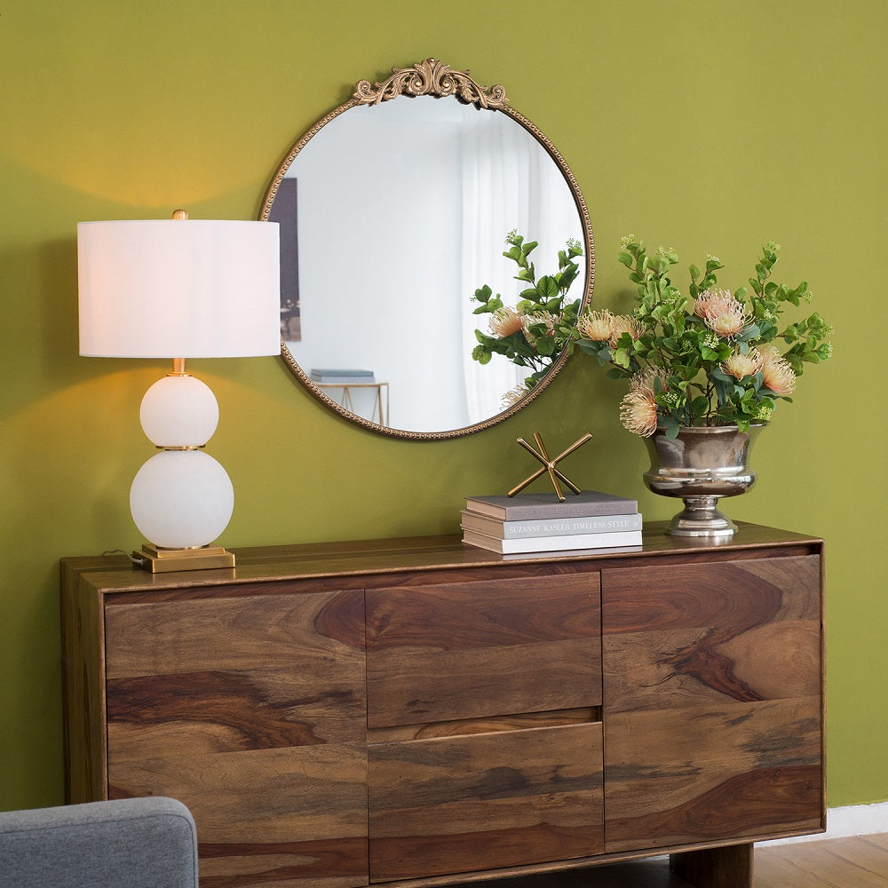 Baroque Gold Round Mirror Large 91cm Decorative Wall Mirror Elegant Frame