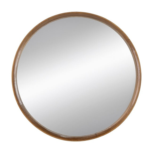 Yarrabah Round Mirror 80cm Pine Wood Frame Modern Wall Decor