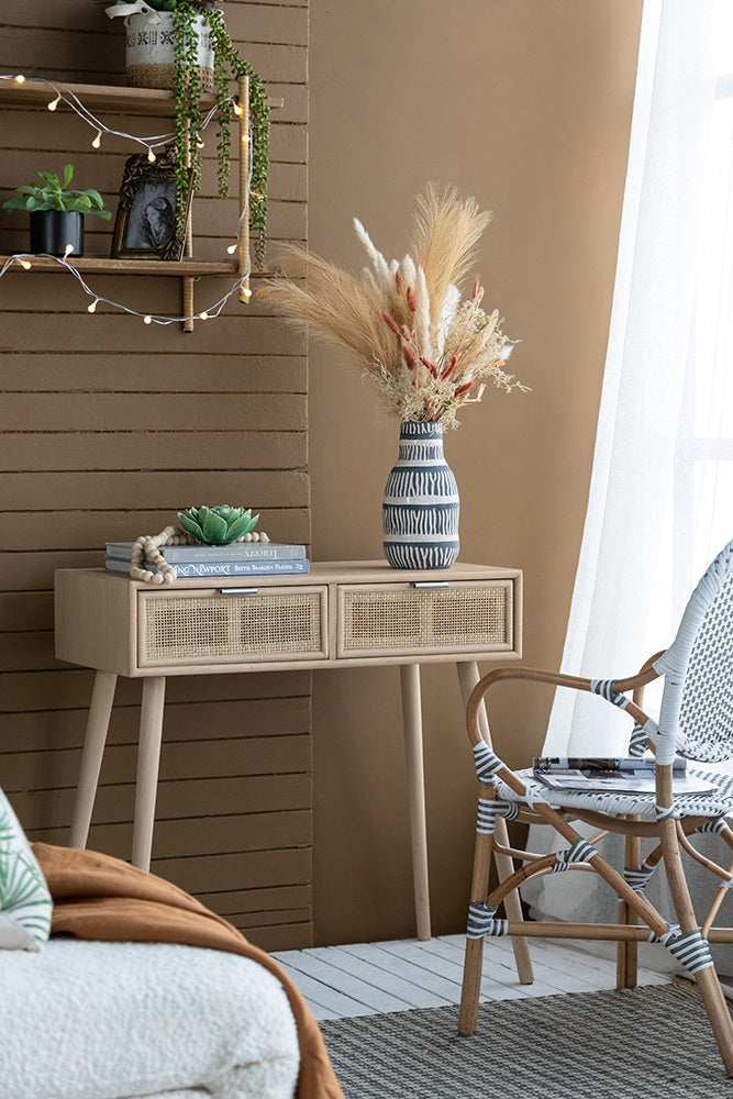 Cream & Grey Tall Ceramic Vase 28cm Crackled Patina Home Decor