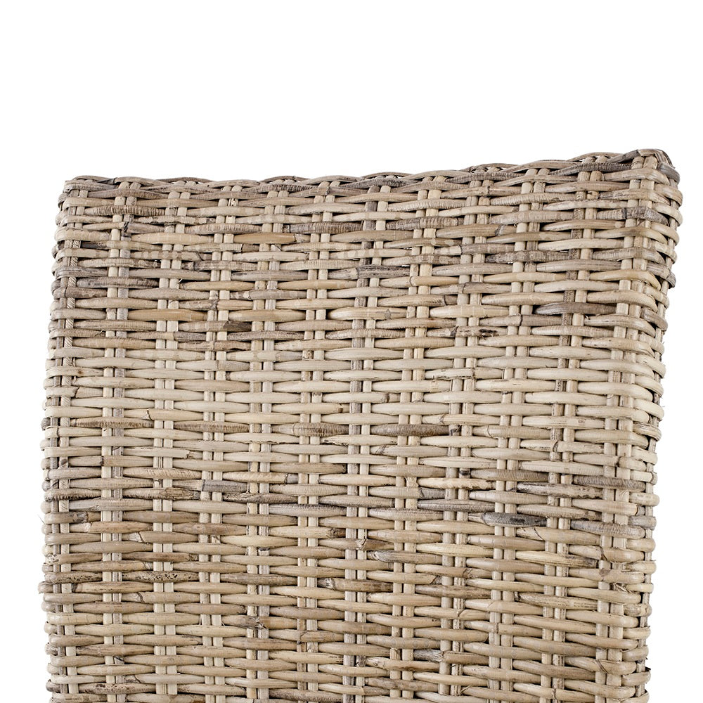 Variegated Rattan Dining Chair Armless Woven Seat Mango Wood Frame