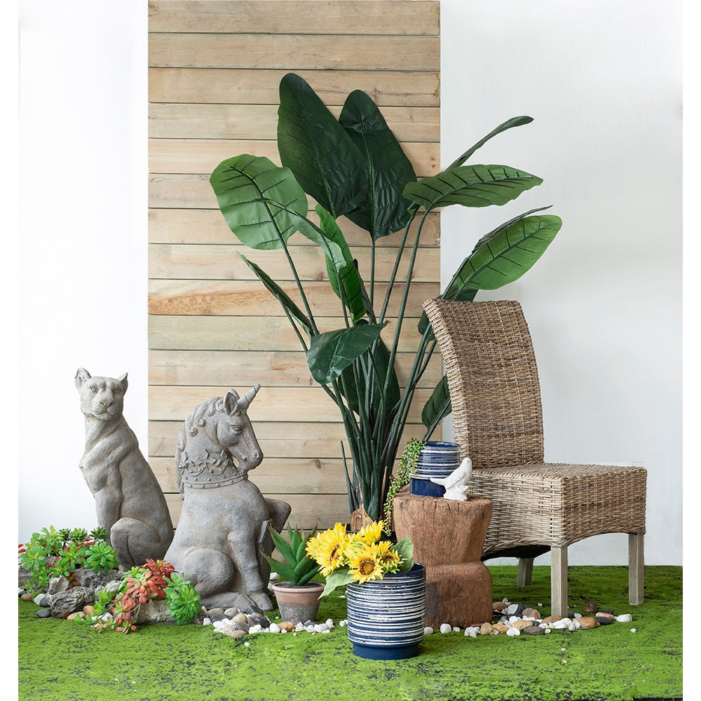 Variegated Rattan Dining Chair Armless Woven Seat Mango Wood Frame