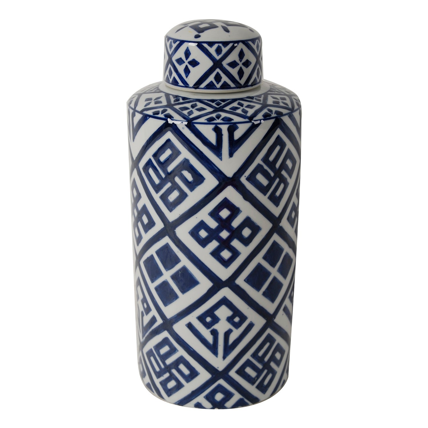 Valora Blue & White Porcelain Cylinder Jar 35 cm Classical Design