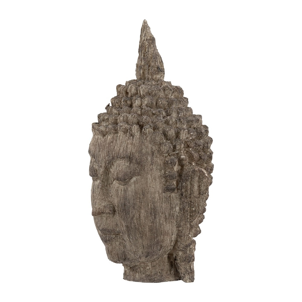 Buddha Head Sculpture Meditating Design and Antique Finish - 30 cm