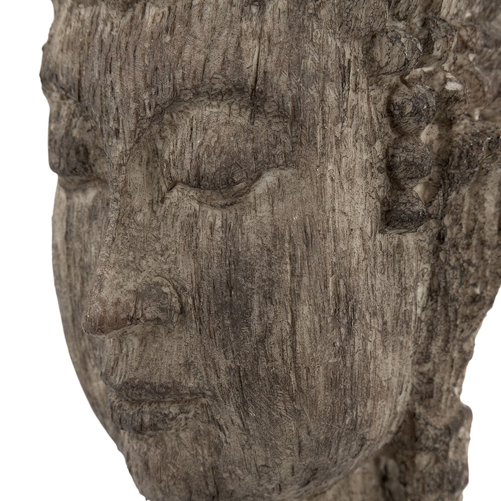Buddha Head Sculpture Meditating Design and Antique Finish - 30 cm