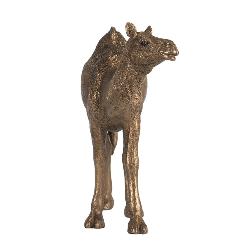 Camel Statue Polyresin Home Decor Copper Finish - 18 cm