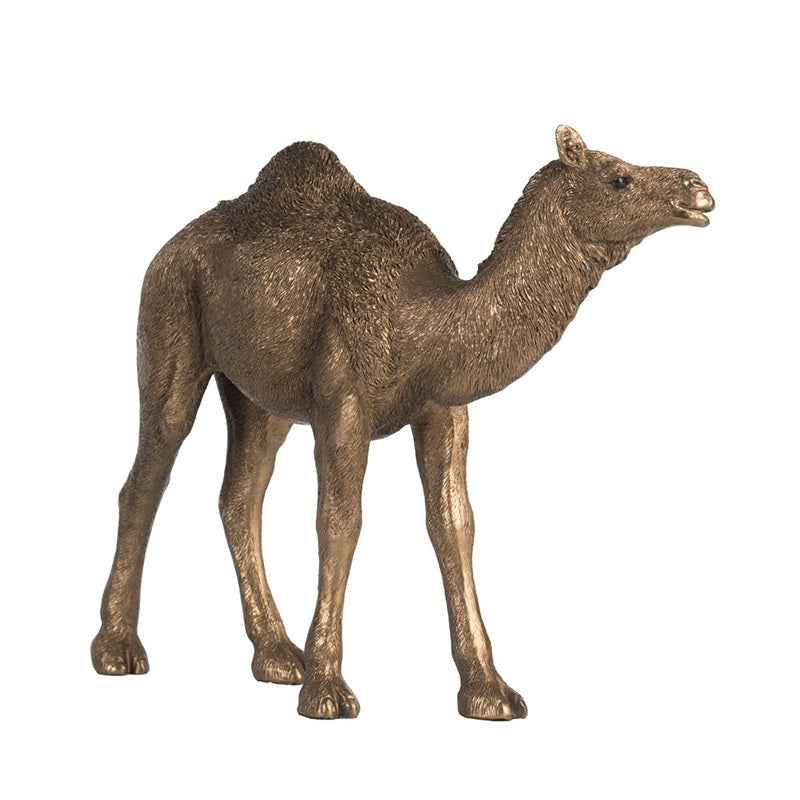 Camel Statue Polyresin Home Decor Copper Finish - 18 cm