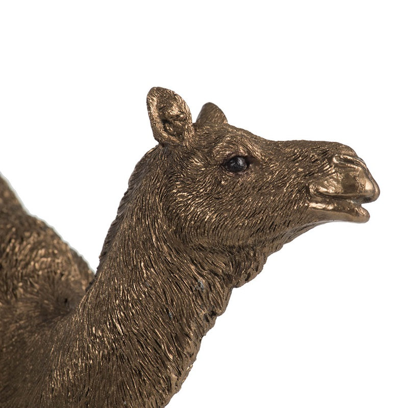 Camel Statue Polyresin Home Decor Copper Finish - 18 cm