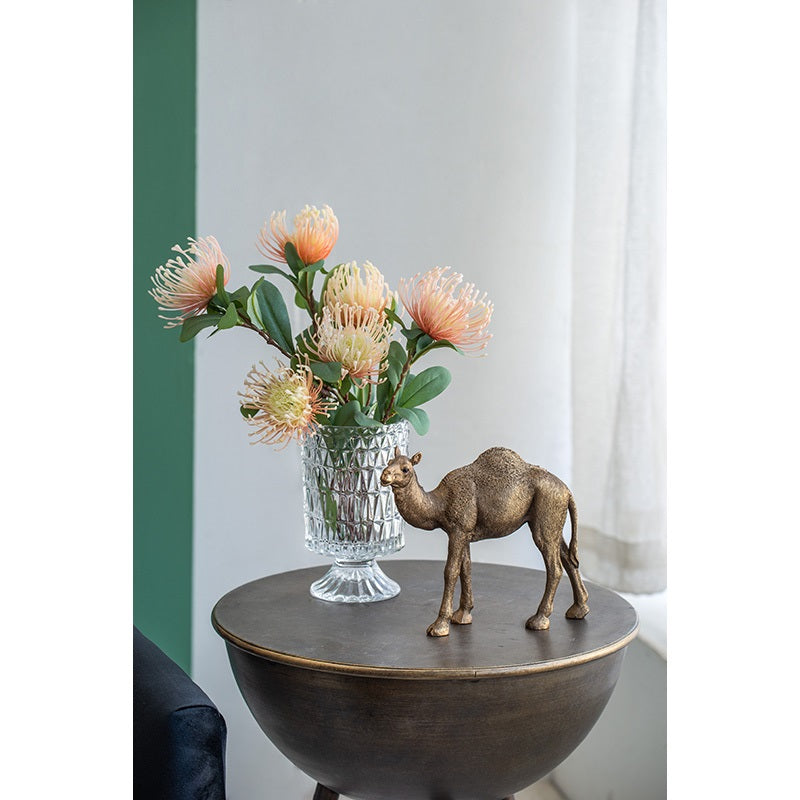 Camel Statue Polyresin Home Decor Copper Finish - 18 cm