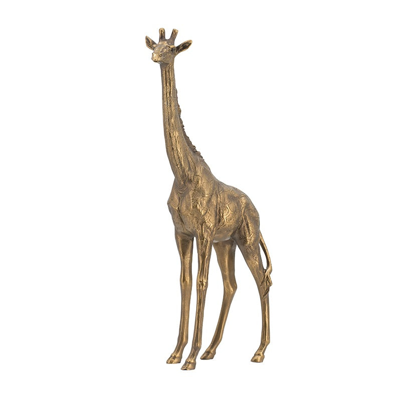 Giraffe Statue Polyresin Copper Finish Home Decor Accent - 29 cm