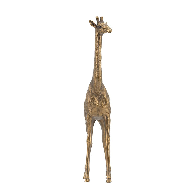 Giraffe Statue Polyresin Copper Finish Home Decor Accent - 29 cm