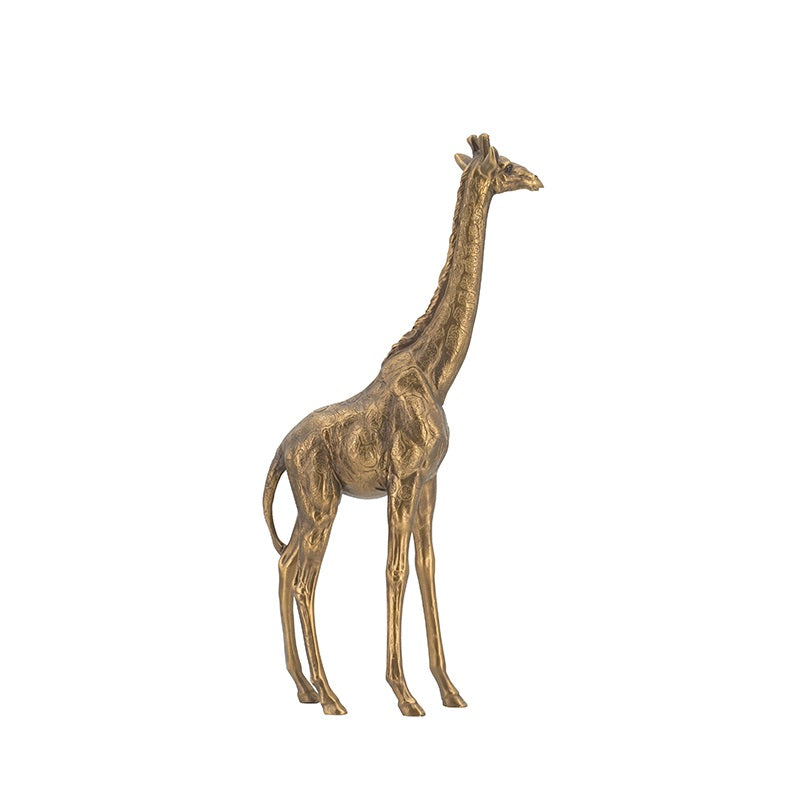 Giraffe Statue Polyresin Copper Finish Home Decor Accent - 29 cm