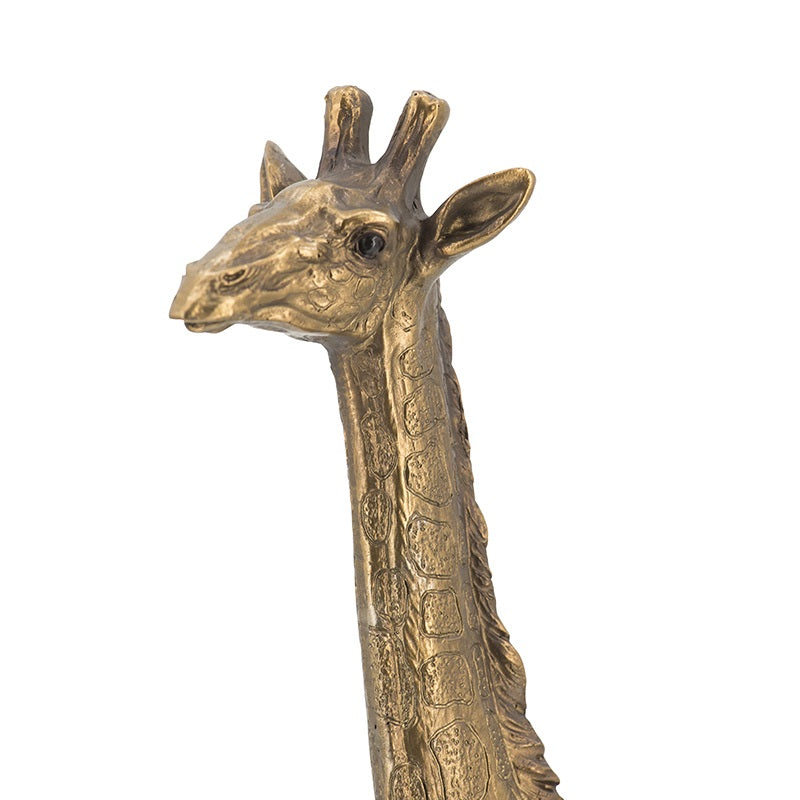 Giraffe Statue Polyresin Copper Finish Home Decor Accent - 29 cm