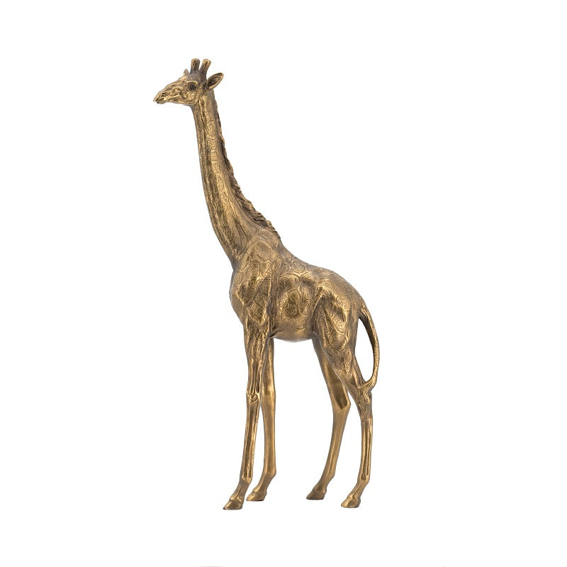 Giraffe Statue Polyresin Copper Finish Home Decor Accent - 29 cm