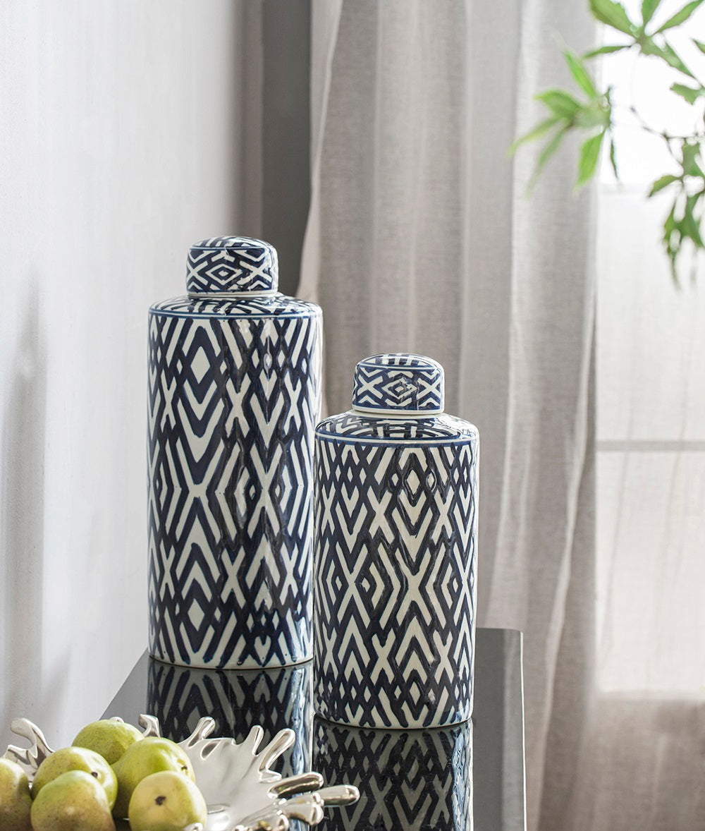 Carlyle Large Porcelain Lidded Jar Home Decorative Storage Container