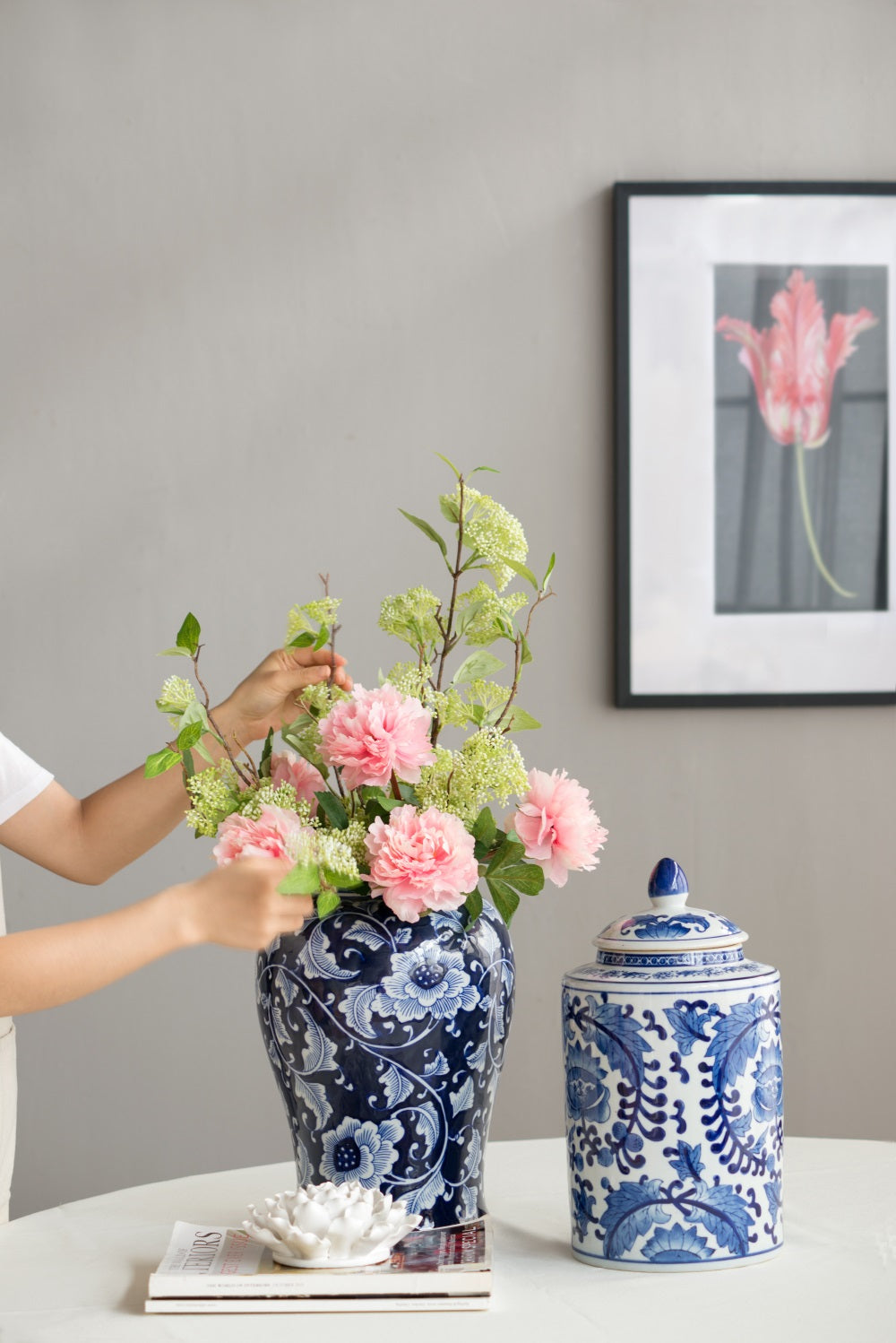 Indra Large Porcelain Jar with Lid Decorative Storage Container