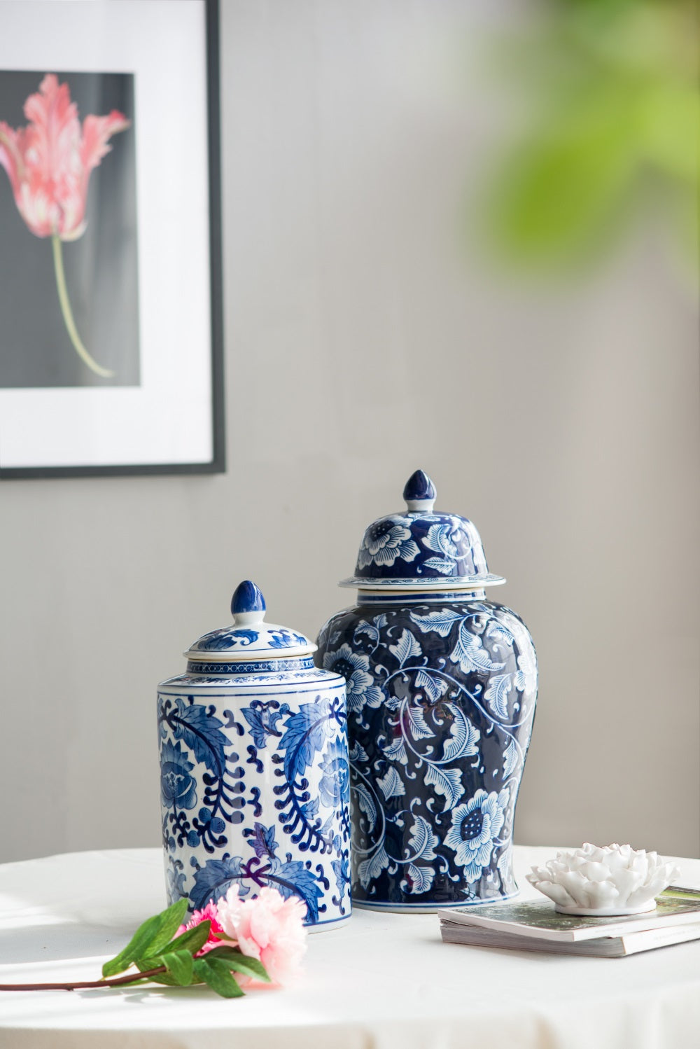 Indra Large Porcelain Jar with Lid Decorative Storage Container