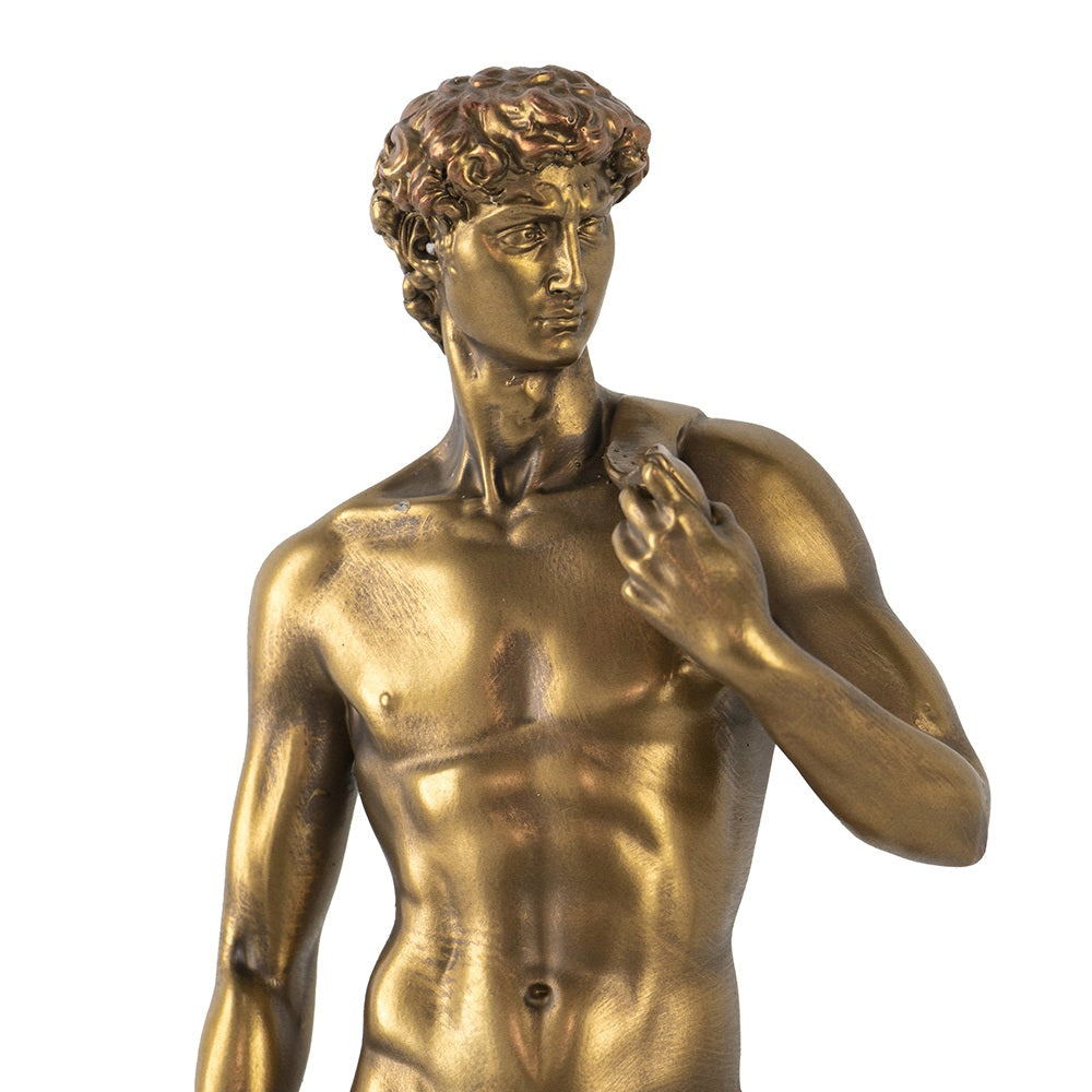 Golden David Polyresin Statue 35cm Decorative Sculpture for Home