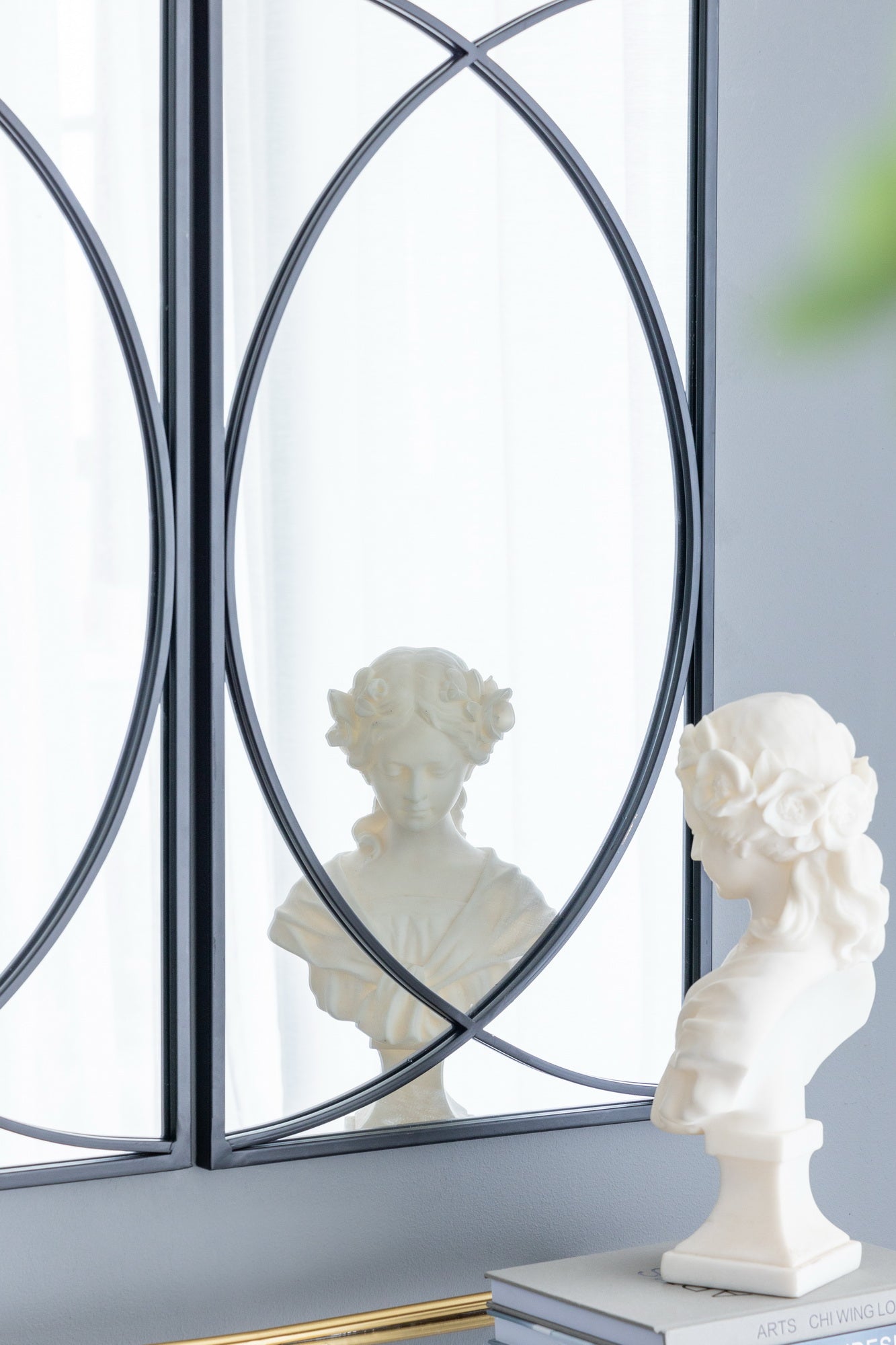 Set of 3 Black Swirl Wall Mirrors Iron Frame Minimalist Industrial Style