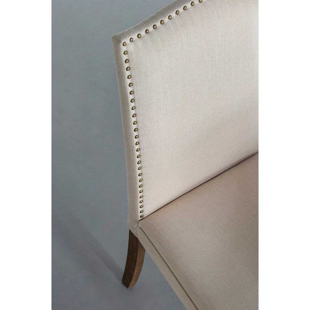 Set of 2 Studded Armless Dining Chairs Upholstered Cushioned Seating - Beige