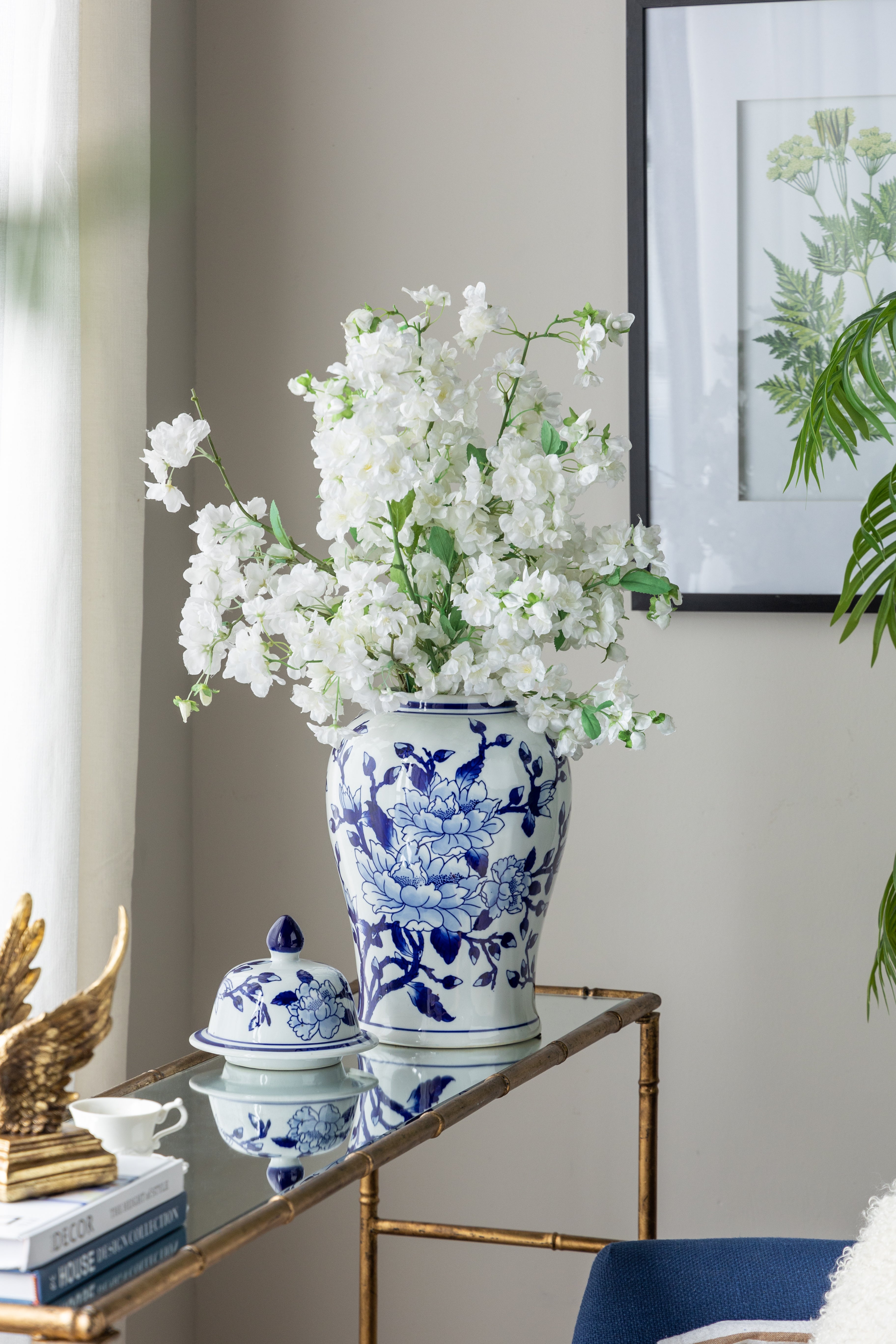 Magnolia Porcelain Ginger Jar 45.7cm Decorative Vase Ming Style