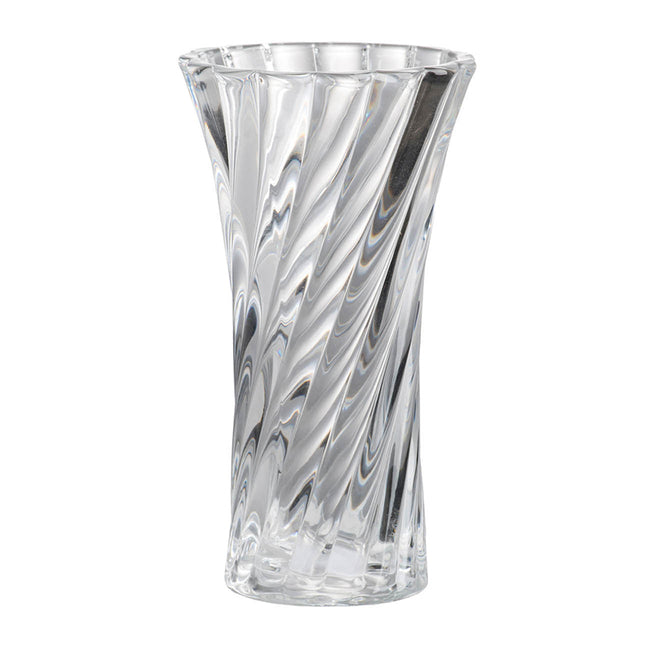 Clear Glass Curved Column 20cm Spiral Pattern Decorative Flower Vase