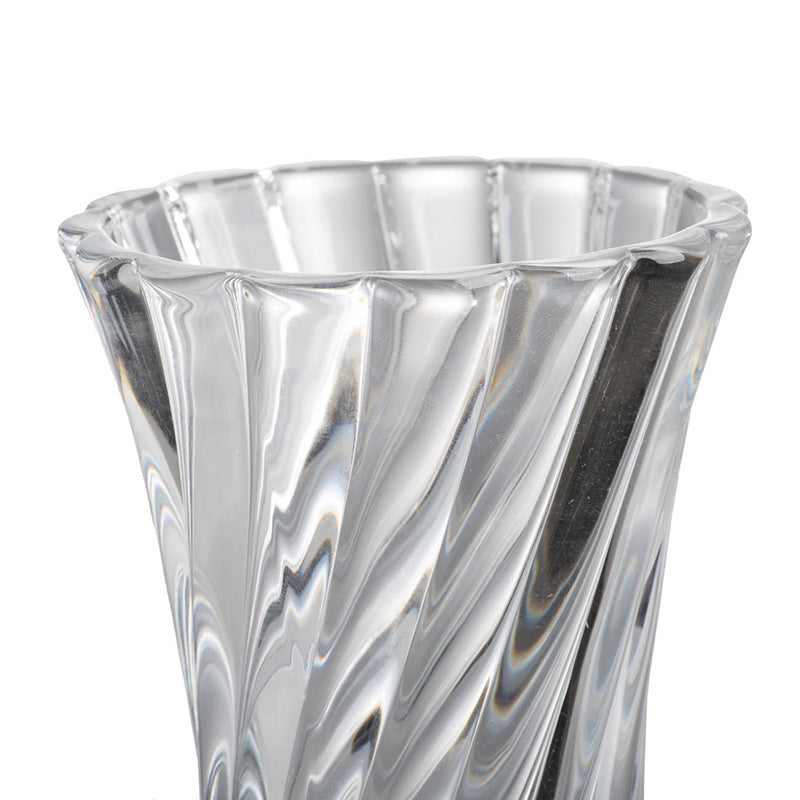 Clear Glass Curved Column 20cm Spiral Pattern Decorative Flower Vase