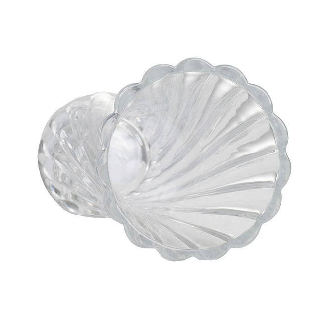 Clear Glass Curved Column 20cm Spiral Pattern Decorative Flower Vase