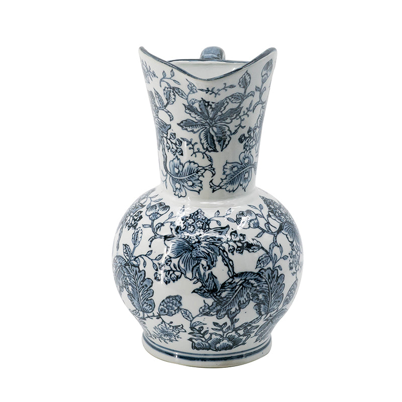 Chinoiserie Porcelain Decorative Jug 31cm Sculpted Handle Accent