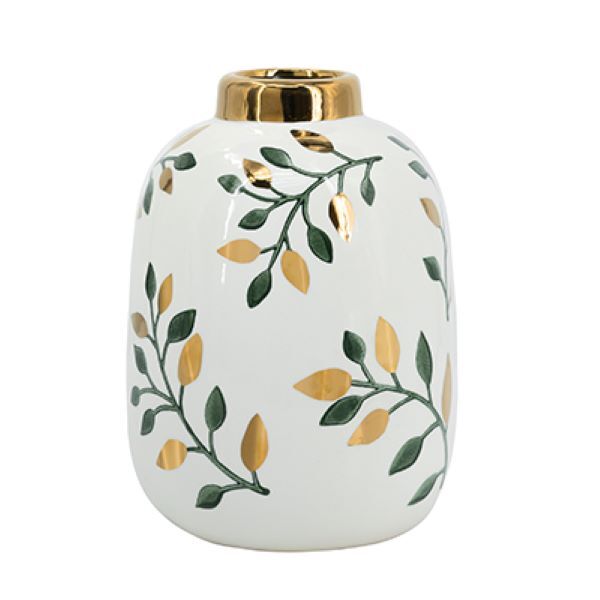 Botanical Ceramic Vase 23cm Decorative Accent with Floral Design