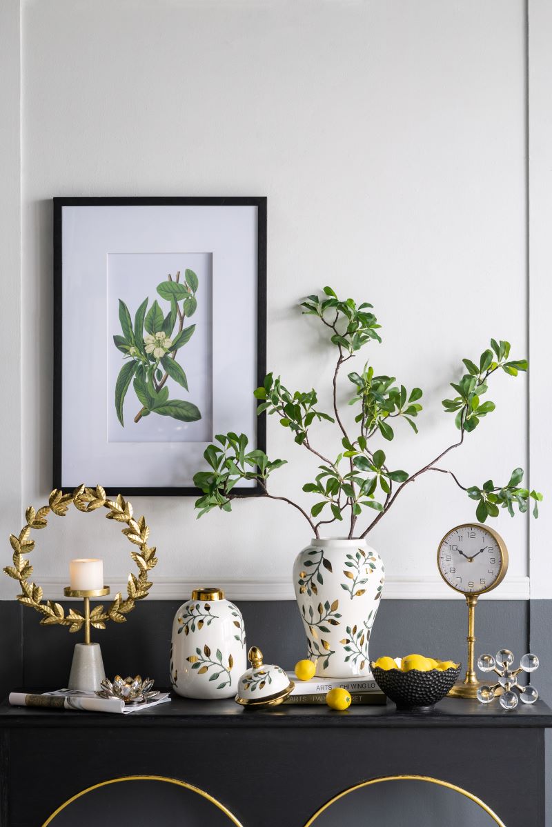 Botanical Ceramic Vase 23cm Decorative Accent with Floral Design