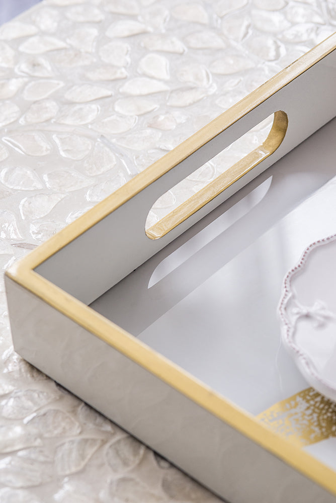 Dragonfly Serving Tray 40cm Wooden Acrylic Accent with Gold Dragonfly Motif