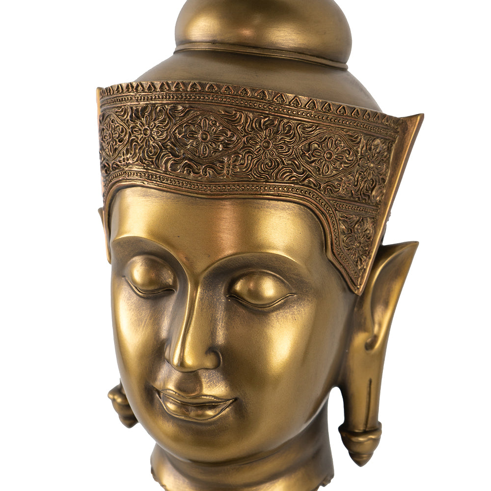 Buddha Statue Head on Stand 50cm Polyresin Decorative Accent for Home