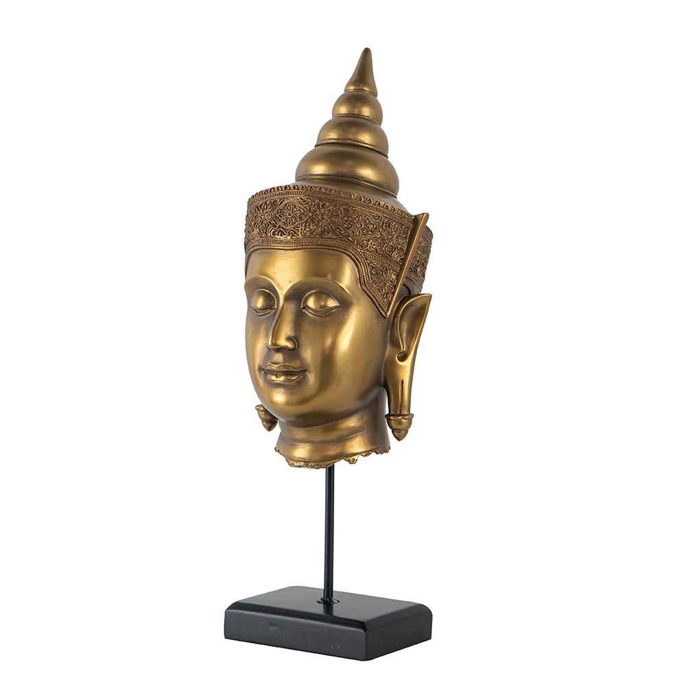 Buddha Statue Head on Stand 50cm Polyresin Decorative Accent for Home