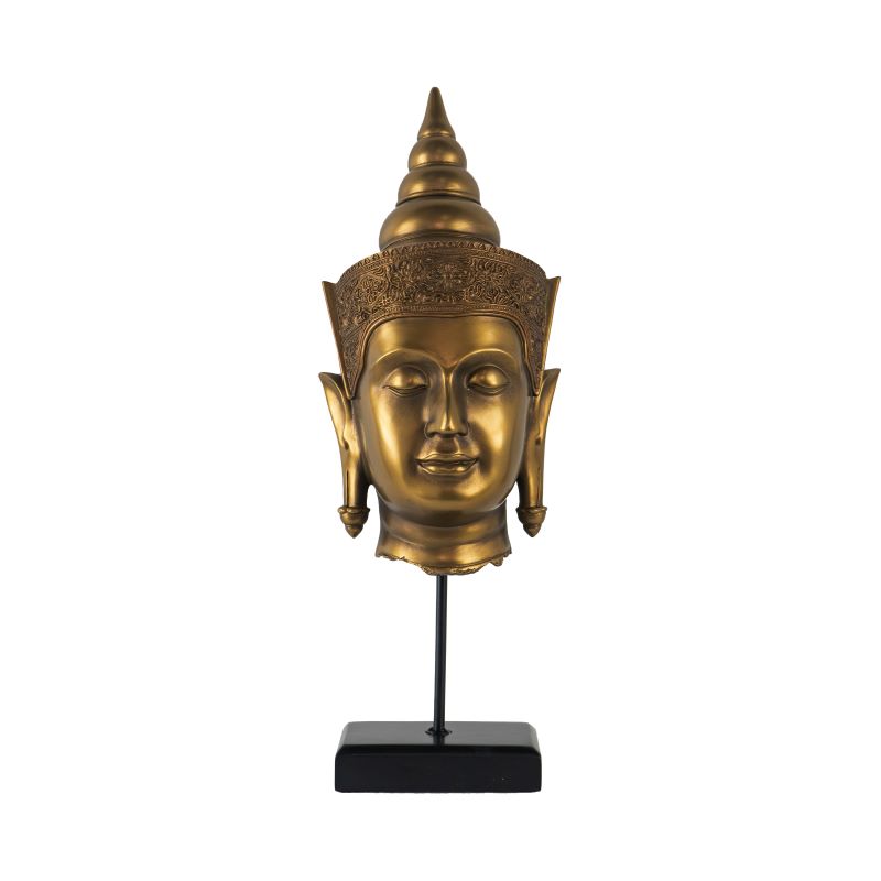 Buddha Statue Head on Stand 50cm Polyresin Decorative Accent for Home