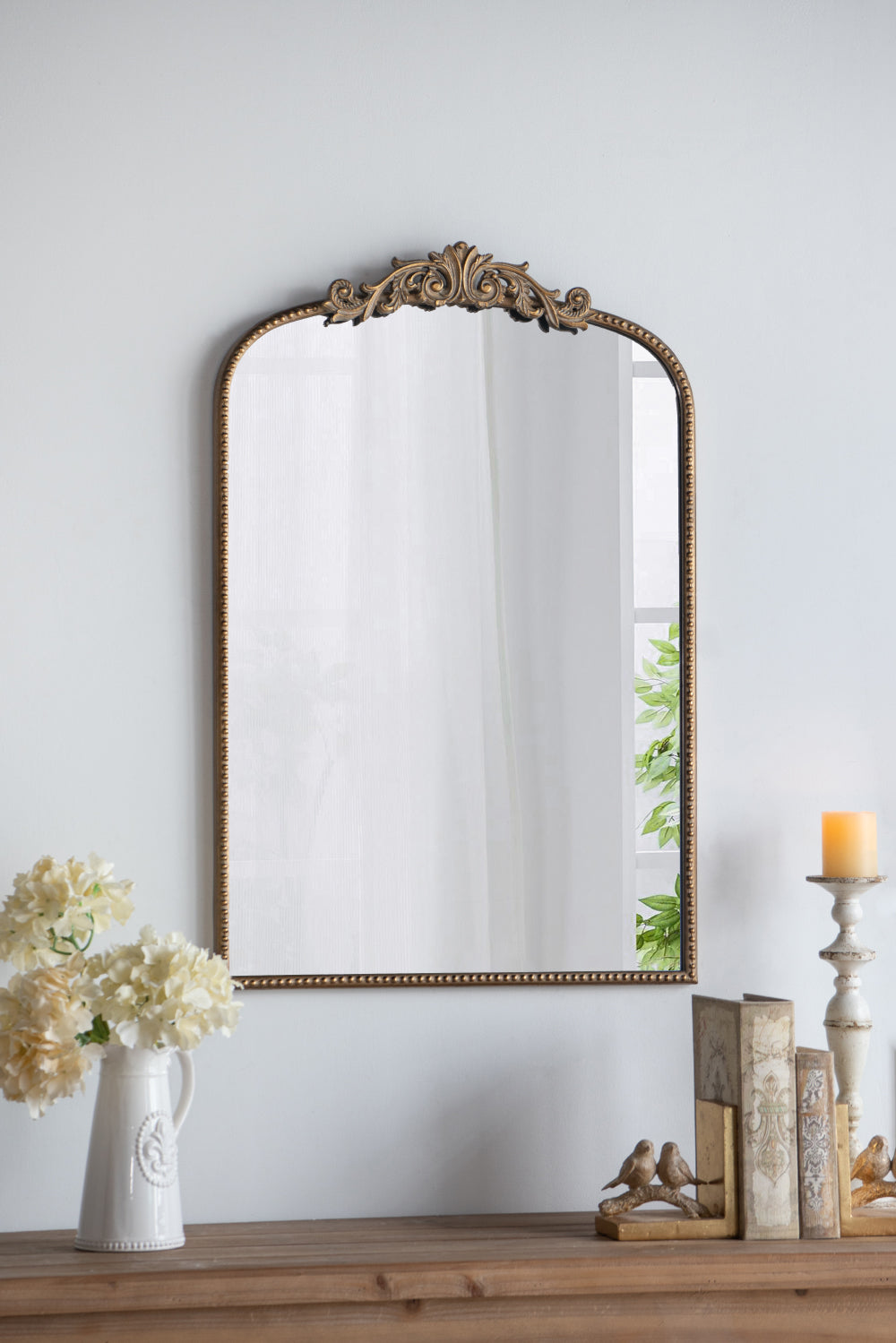 Baroque Tall Gold Decorative Wall Mirror 91cm Elegant Accent for Bedroom or Living Room