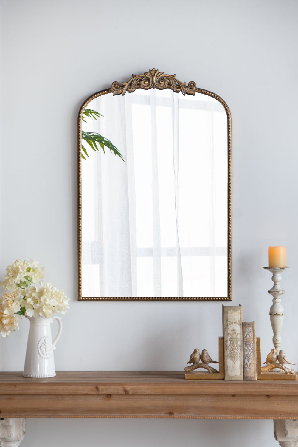 Baroque Tall Gold Decorative Wall Mirror 91cm Elegant Accent for Bedroom or Living Room