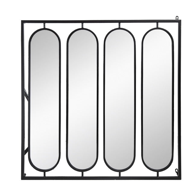 Swivel Black Metal Wall Mirror 91cm Modern Industrial Design with Rotating Panels