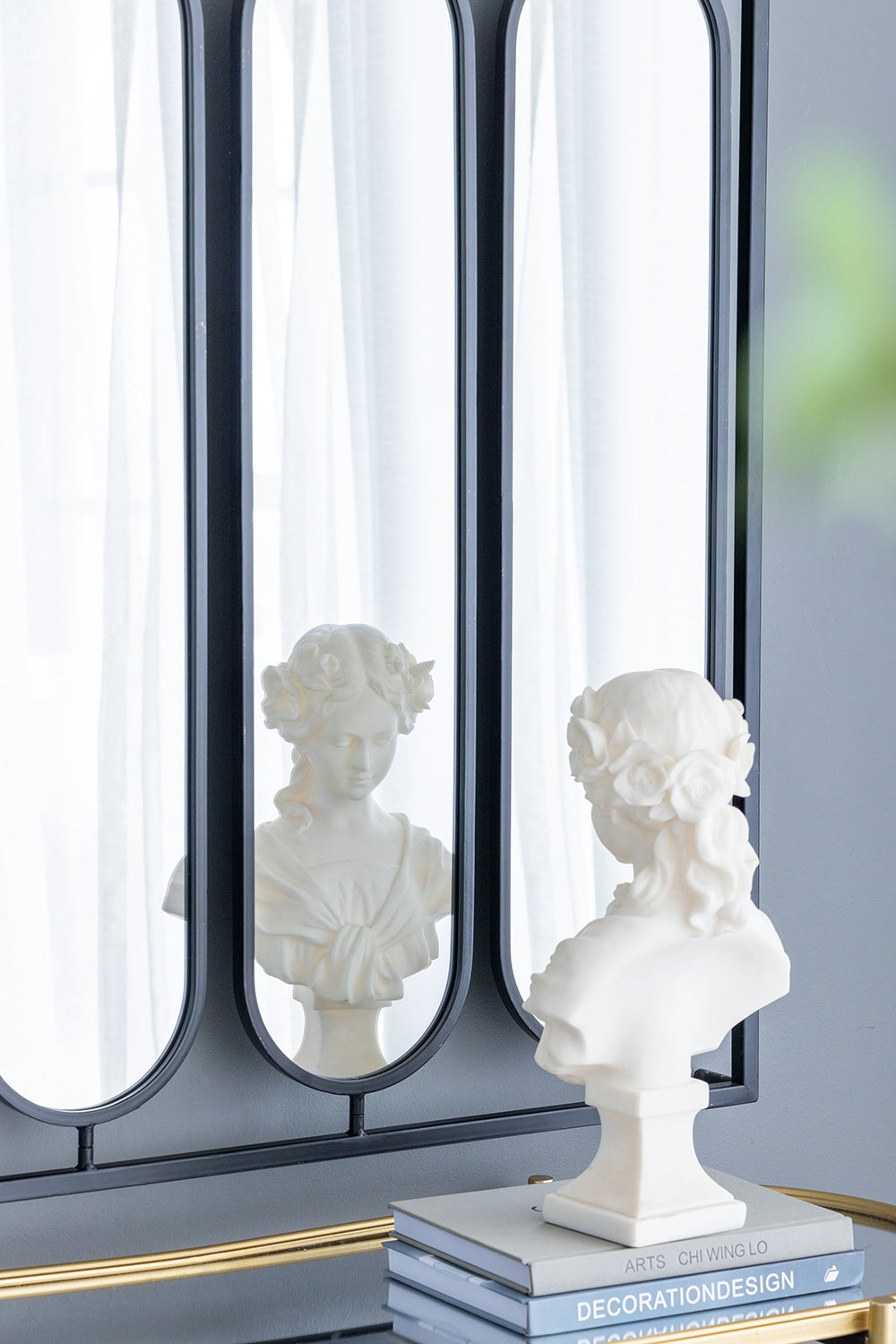 Swivel Black Metal Wall Mirror 91cm Modern Industrial Design with Rotating Panels