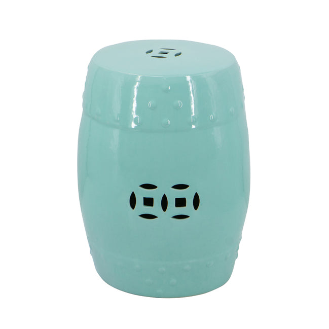Aqua Ceramic Cut Out Stool 45cm Decorative Accent Side Table