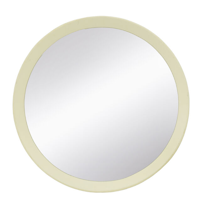 Porthole Mango Cream Wood Wall Mirror 50.2cm Round Frame Decorative Accent