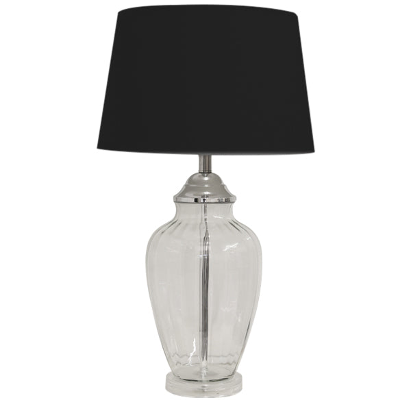 Addison Black Table Lamp 67cm Fluted Glass Base Modern Decorative Accent for Living Room