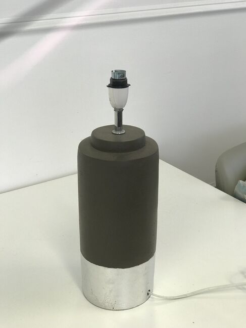 Zane Concrete Table Lamp Base 42cm Silver Trim Contemporary Decorative Accent