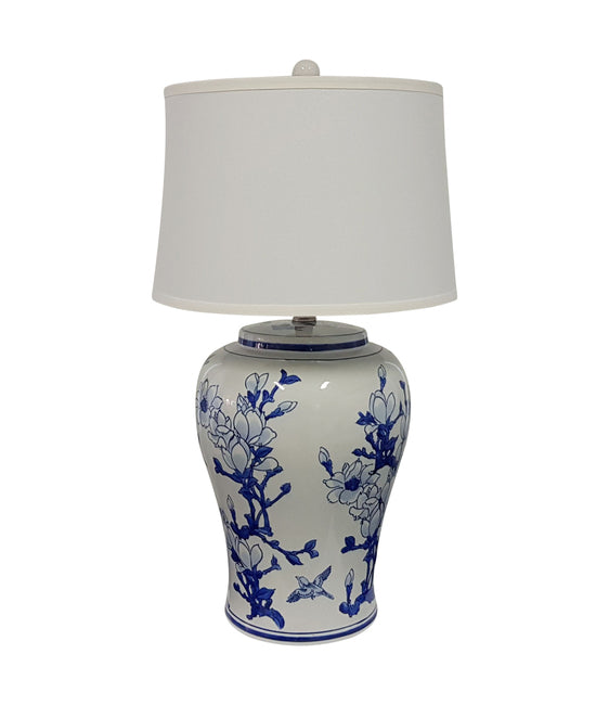 Jonquil Blue and White Ceramic Table Lamp 71cm with White Tapered Shade Elegant Accent